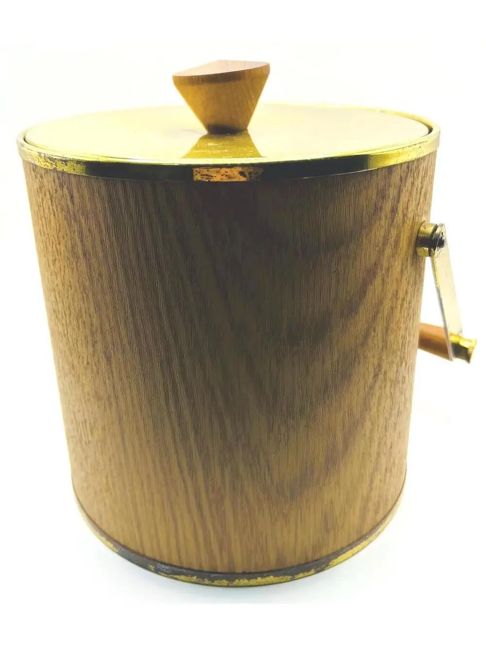 Retro Wood and Gold Insulated Ice Bucket